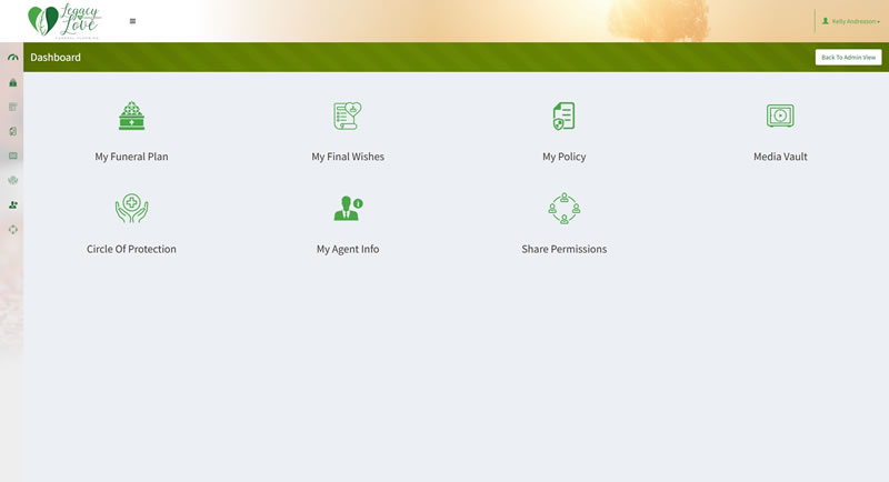 Your funeral planning preferences and memories are stored in a secure online portal vault.